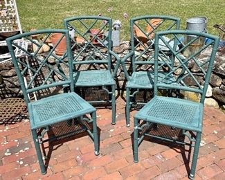 Item 155:  (4) 1970's Meadowcraft Faux Bamboo Chair: $350 for all                                                                                                (2) Chairs - 18"l x 16.5"w x 36"h                                                                (2) Armchairs - 22.5"l x 16.5"w x 36"h 