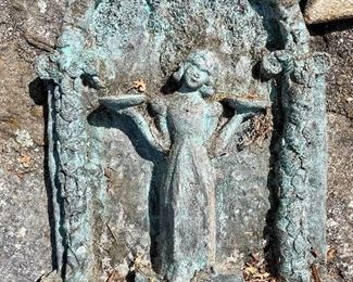 Item 163:  Garden Ornament (lady with plates): $14