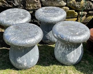 Item 172:  (4) Rustic Silver Mushroom Garden Ornaments:  $45 for all