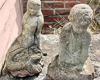 Item 189:  "Mermaid" Garden Statue "As-Is" (left): $12   (SOLD)                                                                                                     Item 190:  "Cherub" Garden Statue (right): $16