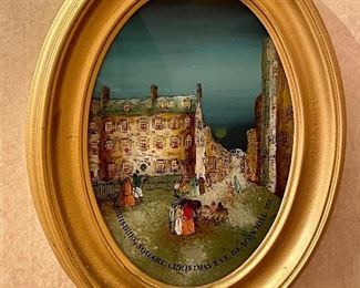 Item 205:  "Louisburg Square, Christmas Eve, Beacon Hill" Painting on Glass 104/250 - 7" x 9": $48