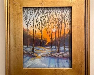 Item 229:  Oil on Board Signed (glowing sun):  $175
