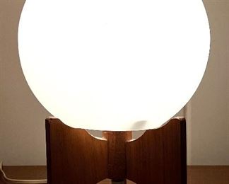 Item 230:  MCM Hand Blown Sphere Lamp with Wood Base- 12": $145