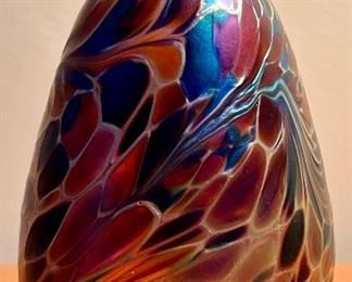 Item 274:  Signed Blue & Purple Oil Lamp: $38