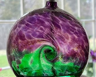 Item 289:  Purple and Green Glass Oil Lamp: $38