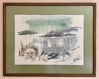 Item 292:  Alfred Birdsey Watercolor (green mat) - 29.5" x 23.5":  $245