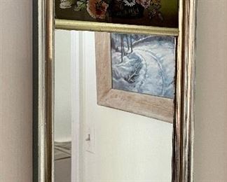 Item 300:  Trumeau Mirror with Painted Flowers - 9.5" x 18.75": $58