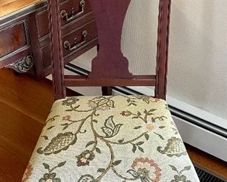 Item 262:  Antique Upholstered Side/Desk Chair (floral): $135