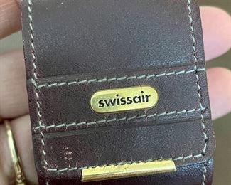 Item 303:  Vintage Swiss Air Collectible Dice Game w/Markers in Leather Case: $48