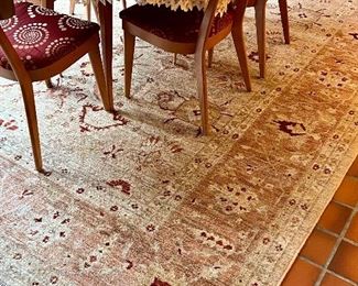 Item 307:  Decorative Area Rug in Pale Shades of Pink, Burgundy and Ivory - 109" x 142": $495