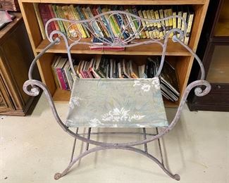 Item 308:  Wide Wrought Iron Chair - 30"l x 14"w x 30"h:  $125 