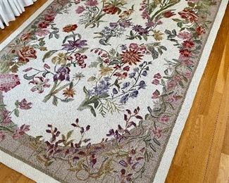 Item 319:  Wonderful Floral Hooked Rug - 5'3" x 8'3":  $375