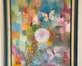 Item 323:  Spectacular Butterfly Painting with Dandelion: $145