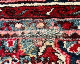 detail - please note bald spot - on edge of rug, maybe 3" across
