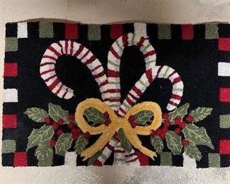 Item 346:  Hooked Candy Cane Rug:  $24