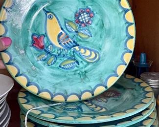 Item 360:  (6) Whimsical Bird Plates:  $22
