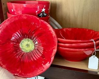 Item 362:  (4) Red Poppy Bowls by Maxcera: $38