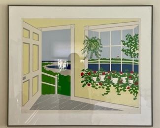 Item 371:  "Bay Window" Serigraph by Eric Holch, Nantucket, Signed (could benefit from being re-matted) - 36.25" x 30.25": $225