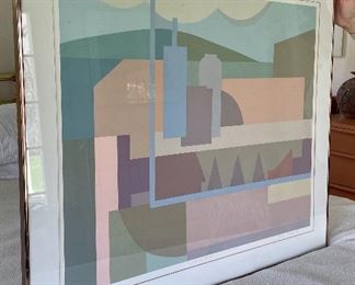 Item 372:  Janet Sorokin Silkscreen (matte has slight water stain)  (we have two - only one pictured) - 36.75" x 31.5": $195