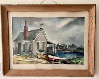 Item 375:  Lucille Geiser Watercolor Painting - 26.75" x 20.75":  $195