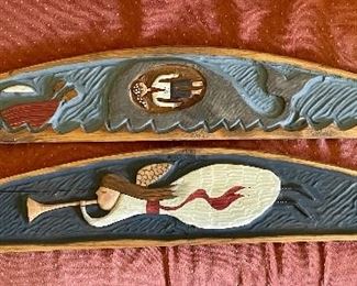 Item 376:  Will Stewart Wood Carver Pair of Decorative Panels - 5.5" x 34.5": $38 for pair