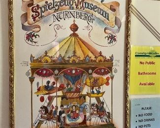 Item 373:  Spielzeug Museum Nurnberg FRITZ OERTER Vintage 1988 Lithograph Poster - Framed - 25.25" x 34.75":  $165