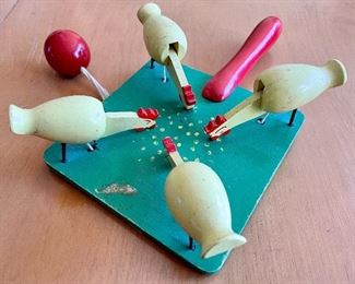 Item 384:  Antique Swedish Folk Art Paddle Chicken Pecking Child's Toy in decent vintage condition: $20