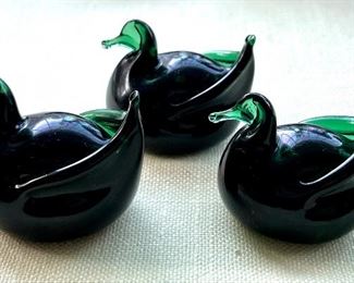 Item 343:  (3) Glass Ducks (green) - 1.25":  $26