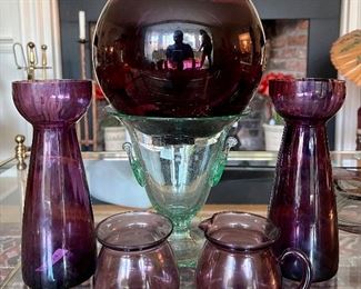 Purple Glassware all priced at the sale.