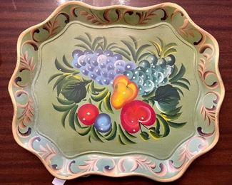Item 428:  Hand Painted Tole Tray:  $38