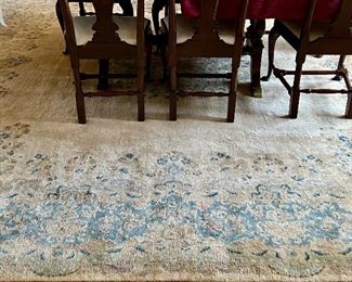 Item 434:  Wool Rug (tan & blue) - 155" x 139.5": $595