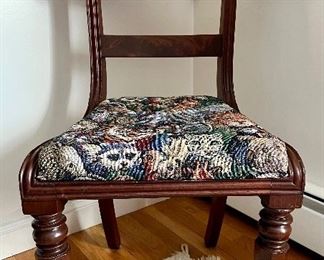 Item 408:  (2) Vintage Chairs with upholstered seats (animals):  $100 for pair