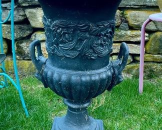 Item 443:  Cast Iron Urn - 19" x 24":  $245