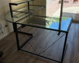 Contemporary Glass & Steel L Shaped Desk	38 high by 30 deep by 72–72	
