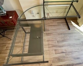 Contemporary Glass & Steel L Shaped Desk	38 high by 30 deep by 72–72	
