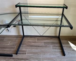 Contemporary Glass & Steel L Shaped Desk	38 high by 30 deep by 72–72	

