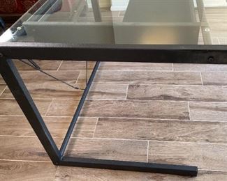 Contemporary Glass & Steel L Shaped Desk	38 high by 30 deep by 72–72	
