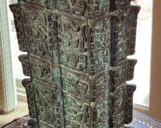 Vintage Chinese Verdigris Bronze Lamp Archaic Shang Dynasty Fenglei Design	29 x 18.5 x 18.5	HxWxD
