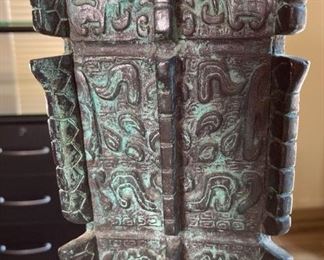 Vintage Chinese Verdigris Bronze Lamp Archaic Shang Dynasty Fenglei Design	29 x 18.5 x 18.5	HxWxD
