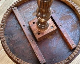 Vintage Moroccan Bone Inlay Round Accent Table	22in H z 19.5 in  diameter	
