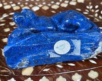Monkey Chinese Hardstone Carving Lapis Carved Stone Figurine	3x1.5x4in	
