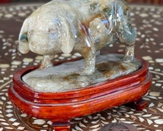 Pig Chinese Hardstone Carving Asian Carved Stone Figurine	3x2x4in	
