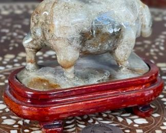 Pig Chinese Hardstone Carving Asian Carved Stone Figurine	3x2x4in	
