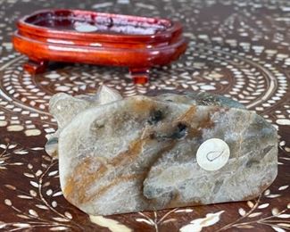 Pig Chinese Hardstone Carving Asian Carved Stone Figurine	3x2x4in	
