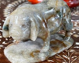 Pig Chinese Hardstone Carving Asian Carved Stone Figurine	3x2x4in	
