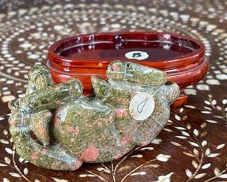 Mountain Goat Chinese Hardstone Carving Asian Carved Stone Figurine	3x2.5x3in	HxWxD
