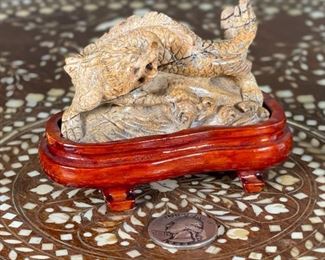 Dragon Chinese Hardstone Carving Asian Carved Figurine	3x1.5x3.5in	HxWxD
