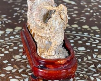 Dragon Chinese Hardstone Carving Asian Carved Figurine	3x1.5x3.5in	HxWxD
