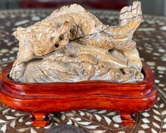 Dragon Chinese Hardstone Carving Asian Carved Figurine	3x1.5x3.5in	HxWxD
