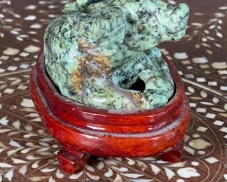 Water Buffalo Chinese Hardstone Carving Asian Carved Figurine	2.75x1.25x3.5in	HxWxD
